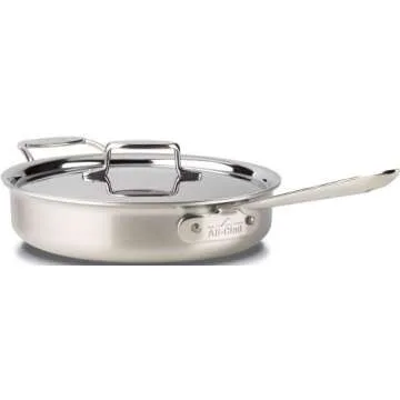 All-Clad BD55403 D5 Brushed Stainless Steel 5-ply Bonded Cookware, Saute Pan with lid, 3 quart, Silver