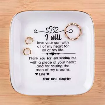 Kaidouma Mother of the Groom Gifts from Bride - Wedding Gifts for Mother in Law - Ceramic Jewelry Holder Ring Dish Trinket Tray - Thank You for Raising the Man of My Dreams