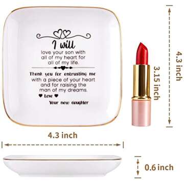 Kaidouma Mother of the Groom Gifts from Bride - Wedding Gifts for Mother in Law - Ceramic Jewelry Holder Ring Dish Trinket Tray - Thank You for Raising the Man of My Dreams