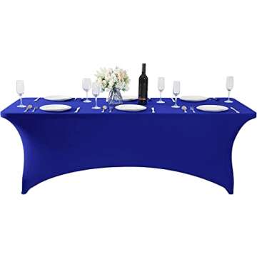 MDS Pack of 1 Spandex Tablecloth 4FT Tight, Fitted, Washable and Wrinkle Resistant Stretch Rectangul...