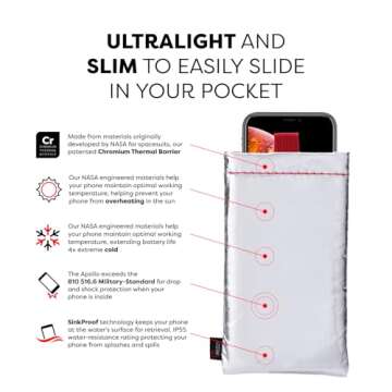 PHOOZY Thermal Phone Case for Cold Weather | Insulated Phone Pouch Extends Battery Life 3X | Snow-Proof & Water-Resistant | Snowboard & Skiing Accessories | Seen on SHARK TANK (Apollo Silver - Medium)