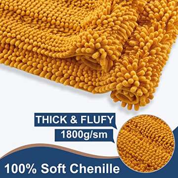 Non Slip Thick Shaggy Chenille Bathroom Rug Sets 2 Piece, Thickened Hot Melt Rubber Bottom Bath Mats for Bathroom, Bath Rugs Quick Dry Machine Washable for Shower (Saffron, 32"x20" Plus 17"x24")