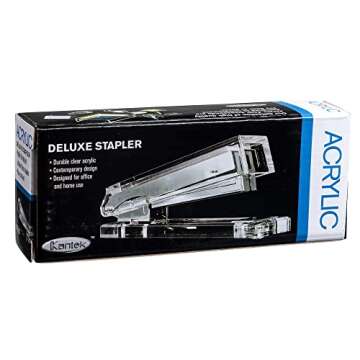 Kantek Clear Acrylic Desk Stapler, Large Capacity Holds a Full Strip of Standard Staples, 1.4" x 6" x 2.3", Non-Skid Feet, Office Organizer, Desk Accessory