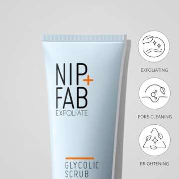 Nip + Fab Glycolic Acid Fix Face Scrub with Salicylic Acid, AHA/BHA Exfoliating Facial Cleanser Polish for Refining Pores Skin Brightening, 75 ml 2.5 fl oz