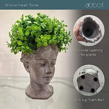 Grecian Goddess Head Planter for Small Plants and Succulents