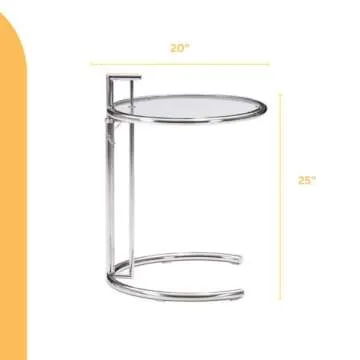 Eileen Side Table - Adjustable Glass End Table for All Spaces