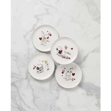 Lenox 897217 Snoopy Valentine's Day Accent Plates, Set of 4, Assorted