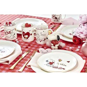 Lenox 897217 Snoopy Valentine's Day Accent Plates, Set of 4, Assorted