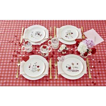 Lenox 897217 Snoopy Valentine's Day Accent Plates, Set of 4, Assorted