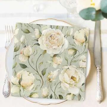 Vintage Floral Paper Napkins - 80 Pcs for Parties and Events
