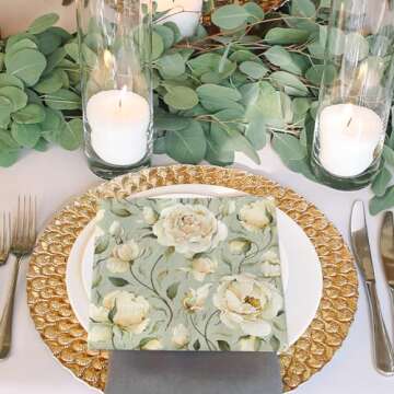 Vintage Floral Paper Napkins - 80 Pcs for Parties and Events