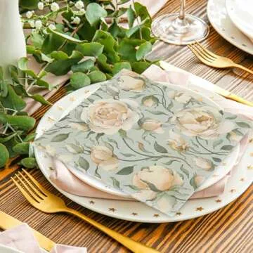 Vintage Floral Paper Napkins - 80 Pcs for Parties and Events