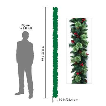 9 Ft Artificial Christmas Garland with Pine Cones