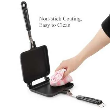 Cididu Hot Sandwich Maker, Sandwich Toaster Gas Stove, Double-sided Non-stick Frying Pan for Bread Cheese Pancake Breakfast, Stovetop Sandwich Grill Press Flip Pan for Camping Home