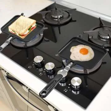 Cididu Hot Sandwich Maker, Sandwich Toaster Gas Stove, Double-sided Non-stick Frying Pan for Bread Cheese Pancake Breakfast, Stovetop Sandwich Grill Press Flip Pan for Camping Home