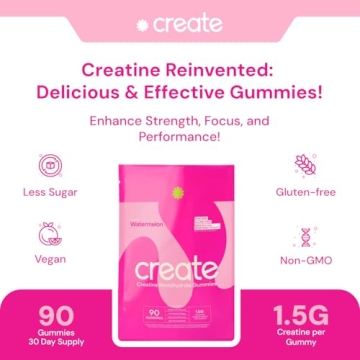 Create Creatine Gummies - Vegan, Non-GMO, Watermelon Flavor