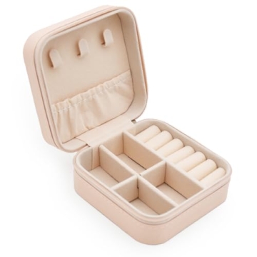 MODENGKONGJIAN Mini Jewelry Travel Case - Stylish & Portable PU Leather Organizer