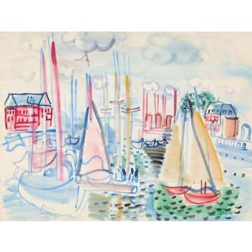 Raoul Dufy Sailboats in Deauville Art Print 14x11
