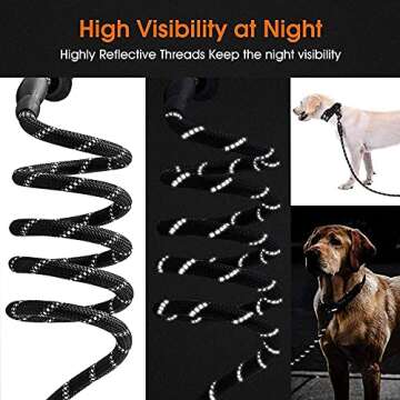 5 FT Strong Dog Leash with Comfortable Padded Handle & Highly Reflective Threads Puppy Leashes for Medium & Large Dogs (Black)
