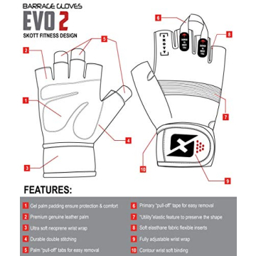 Durable Skott Evo 2 Weightlifting Gloves with Wrist Support