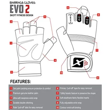 Durable Skott Evo 2 Weightlifting Gloves with Wrist Support