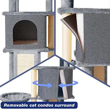 TSCOMON 36.6inch Medium Cat Tree House Condo for Indoor Cats, Soft Plush Multi-Level Climbing Tree C...