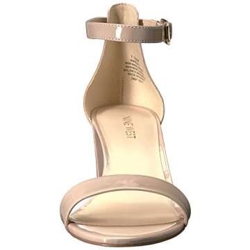 Nine West Women's Pruce Heeled Sandal, Natural Patent, 7