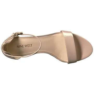 Nine West Women's Pruce Heeled Sandal, Natural Patent, 7