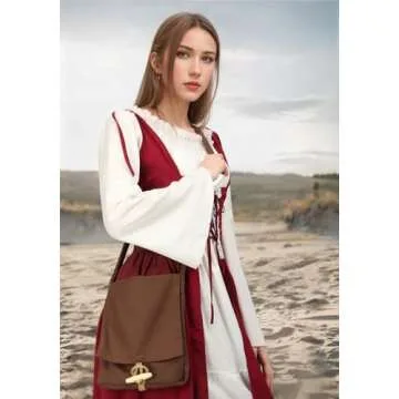 PROCOS Viking Canvas Shoulder Bag, Renaissance Medieval Small Pilgrim Pouch Bag