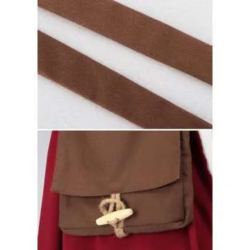 PROCOS Viking Canvas Shoulder Bag, Renaissance Medieval Small Pilgrim Pouch Bag