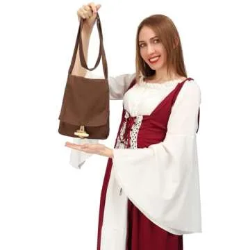 PROCOS Viking Canvas Shoulder Bag, Renaissance Medieval Small Pilgrim Pouch Bag