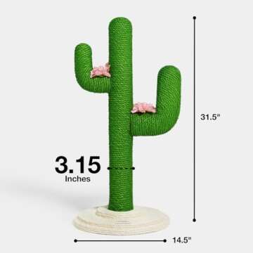 VETRESKA Cat Scratching Post, Cactus Cat Scratch Posts for Indoor Adult Cats Kittens, 31.5 Inches Large Sisal Cat Scratcher, Tall Sisal Cat Scratcher, Stable Cat Scratch Tree for Active Cats