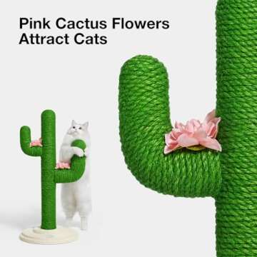 VETRESKA Cat Scratching Post, Cactus Cat Scratch Posts for Indoor Adult Cats Kittens, 31.5 Inches Large Sisal Cat Scratcher, Tall Sisal Cat Scratcher, Stable Cat Scratch Tree for Active Cats