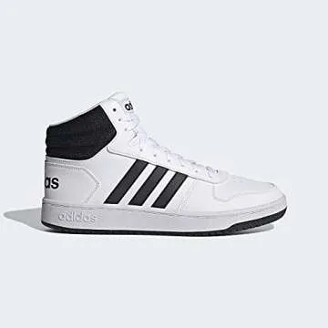 adidas Men's Hoops 2.0 Mid Basketball Shoe, White/Black/Black, 10 M US