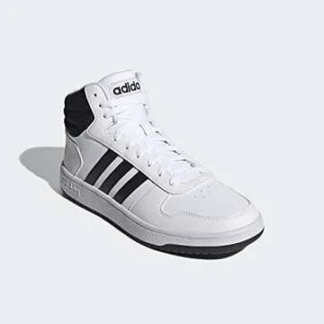 adidas Men's Hoops 2.0 Mid Basketball Shoe, White/Black/Black, 10 M US