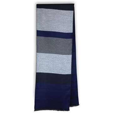 Livativ Bleu Nero Luxurious Winter Scarf for Men and Women – Large Selection of Unique Design Scarves – Super Soft Premium Cashmere Feel Black Blue Grey two sided Stripes