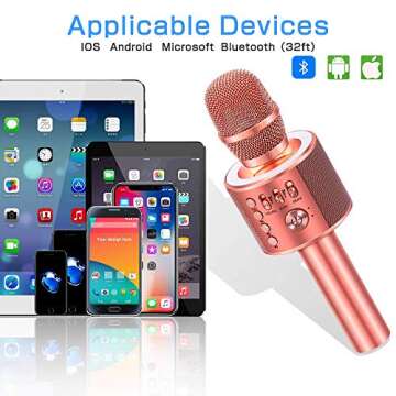 Ankuka Bluetooth Karaoke Microphone, Handheld Wireless Singing Karaoke Machine, Portable Mic Player ...