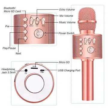 Ankuka Karaoke Microphone - Wireless Fun for All Ages