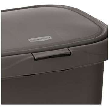 Rubbermaid Spring Top Kitchen Bathroom Trash Can with Lid, 13 Gallon Gray Plastic Garbage Bin, 49.2-liter