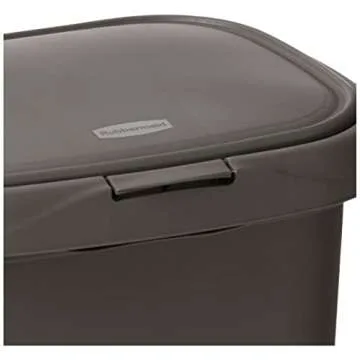 Rubbermaid Spring Top Kitchen Bathroom Trash Can with Lid, 13 Gallon Gray Plastic Garbage Bin, 49.2-liter
