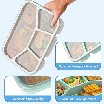 Bento Lunch Box for Kids - 4 Pack Meal Prep Containers
