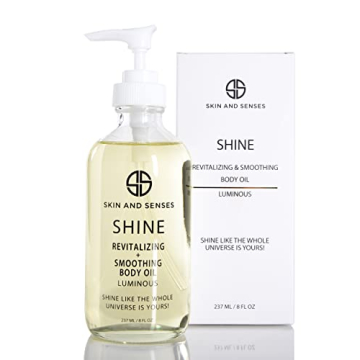 Shine Revitalizing & Smoothing Body Oil Luminous –100% Natural, plant-based ingredients Loaded with a blend of Healing Oils and Vitamin E, that deeply soothe, and moisturizes the skin.