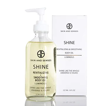 Shine Revitalizing & Smoothing Body Oil Luminous –100% Natural, plant-based ingredients Loaded with a blend of Healing Oils and Vitamin E, that deeply soothe, and moisturizes the skin.