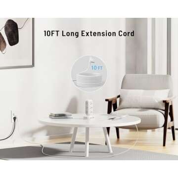 Flat Plug Power Strip Tower, 40W Total Fast Charging Station, Dual PD 20W USB-C Surge Protector with 12 AC Outlets and 8 USB Ports (4 USB C), 10FT Extension Cord for Home Office Dorm Room