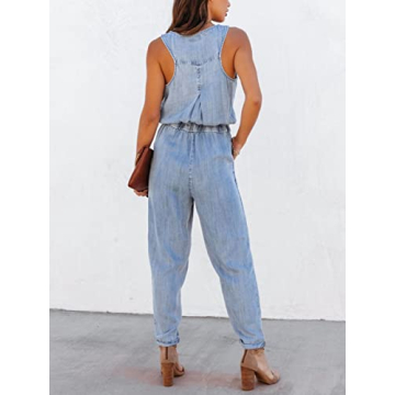 Chouyatou Women's Lightweight Sleeveless Jumpsuit for Summer