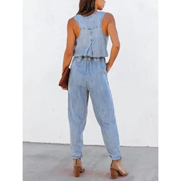 Chouyatou Women's Lightweight Sleeveless Jumpsuit for Summer