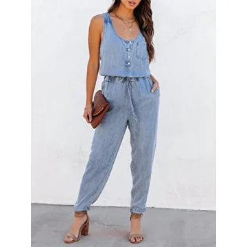 Chouyatou Women's Lightweight Sleeveless Jumpsuit for Summer