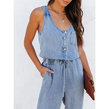 Chouyatou Women's Lightweight Sleeveless Jumpsuit for Summer