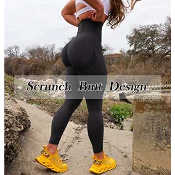 A AGROSTE Seamless Scrunch Butt Lifting Workout Leggings for Women Booty High Waisted Yoga Pants Con...