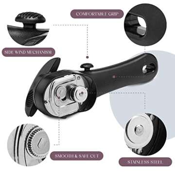 Bellemain Stainless Steel Can Opener – Manual Can Opener For seniors - Ergonomic Smooth edge Can O...